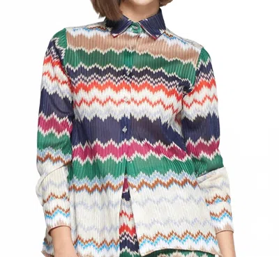 Vilagallo Zig Zag Knit Blouse In Multi