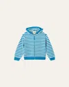 Vild - House Of Little Kid's Hooded Cotton Cardigan In Blue / Ecru Stripe
