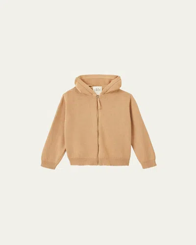 Vild - House Of Little Kid's Hooded Cotton Cardigan In Sandstone