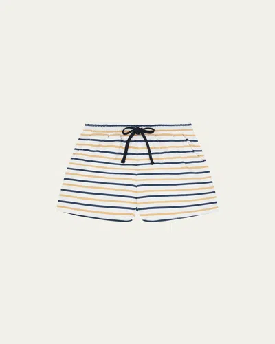 Vild - House Of Little Kid's Organic Cotton Shorts In Mustard / Navy Stripe