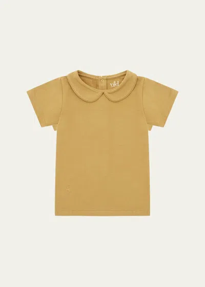 Vild - House Of Little Kid's Woven Collared Shirt In Camel