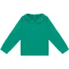 Vild House Of Little Kids'  Ls Organic Cotton Collared Shirt In Emerald Green