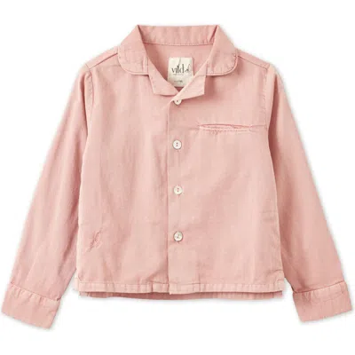 Vild House Of Little Kids'  Ls Organic Cotton Woven Collared Shirt In Pink Quartz