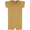 Vild House Of Little Organic Cotton Collared Bodysuit With Shorts In Clever Camel