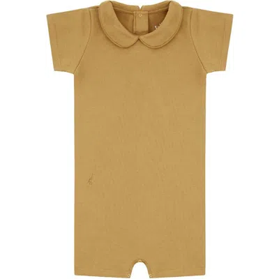 Vild House Of Little Kids'  Organic Cotton Collared Bodysuit With Shorts In Clever Camel