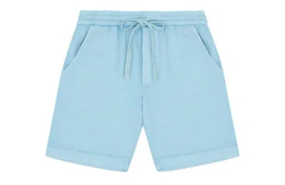 Vild House Of Little Kids'  Organic Cotton Long Shorts In Ice Blue-natural Mineral Dye