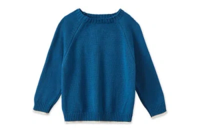 Vild House Of Little Kids'  Organic Cotton Nordic Knit Pullover In Fjord Blue