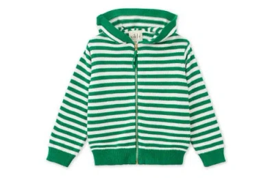 Vild House Of Little Kids'  Organic Knit Cardigan In Green Striped