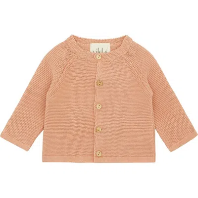 Vild House Of Little Kids'  Organic Knit Cardigan In Pink Quartz-mineral Dye