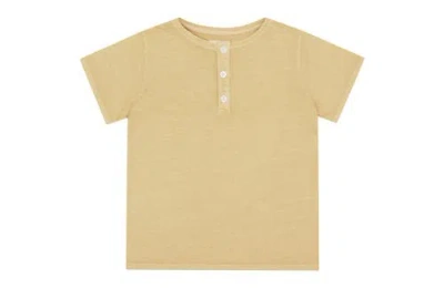 Vild House Of Little Kids'  Ss Organic Cotton Henley T-shirt In Sandstone-natural Mineral Dye