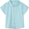 Vild House Of Little Ss Organic Cotton Woven Peter Pan Collared Shirt In Sky Blue