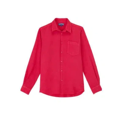 Vilebrequin Logo-embroidered Linen Shirt In Red