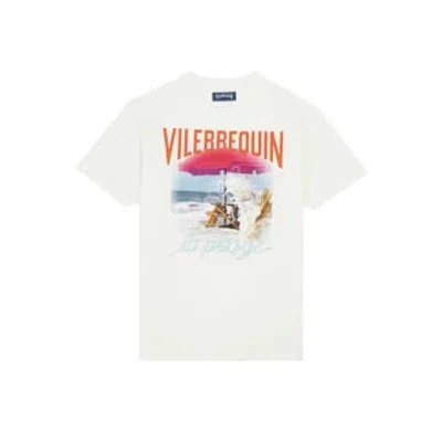 Vilebrequin - Portisol Cotton T-shirt Wave On Vbq Beach In Off White Ptsap36