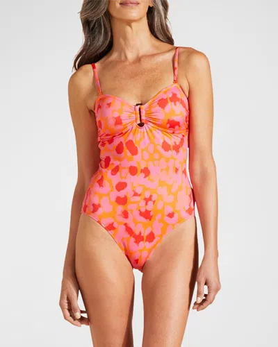 Vilebrequin Abstract Leopard Printed One-piece Swimsuit In Pink
