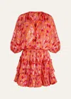 Vilebrequin Abstract Leopard Printed Silk Mini Dress In Abricot