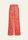 Vilebrequin Abstract Leopard Printed Wide-leg Silk Pants In Abricot