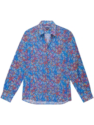 Vilebrequin Abstract-print Organic-cotton Shirt In Blue