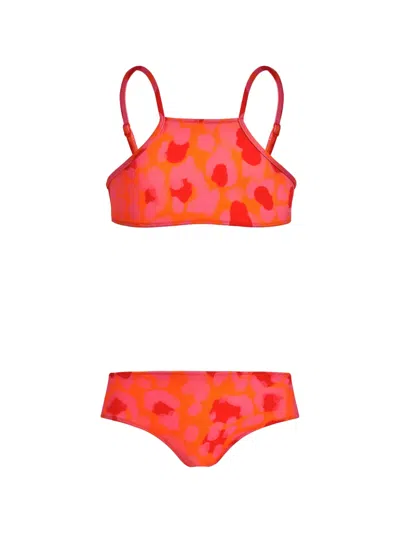 Vilebrequin Kids' Abstract-print Square-neck Bikini In Orange