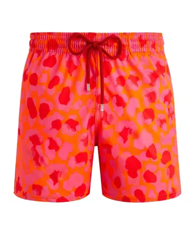 Vilebrequin New Leopard Stretch Swim Trunks In Abricot