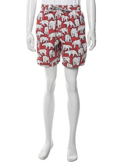 Pre-owned Vilebrequin Animal Print Swim Trunks In Red