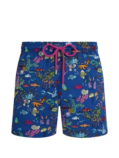 Vilebrequin Aquarium Drawstring-fastening Swim Shorts In Blue