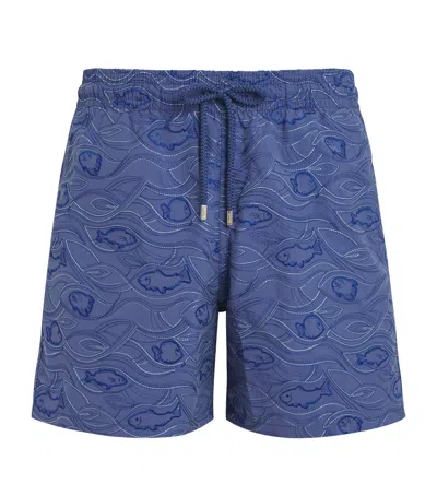Vilebrequin Aquarium Embroidered Mistral Swim Shorts In Blue