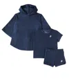 Vilebrequin Baby Bubbly Cotton Cape, T-shirt, And Shorts Set In Blue