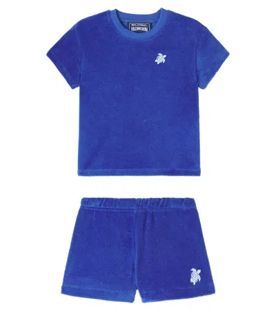 Vilebrequin Baby Set Of Cotton Terry T-shirt And Shorts In Blue