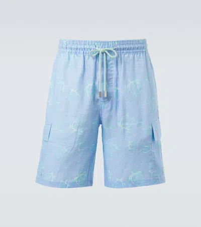 Vilebrequin Baie Linen Bermuda Shorts In Blue
