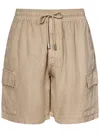 Vilebrequin Linen Cargo Bermuda Shorts In Beige