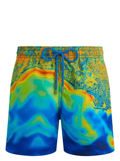 Vilebrequin Bathymetry Des Oceans-print Swim Shorts In Blue