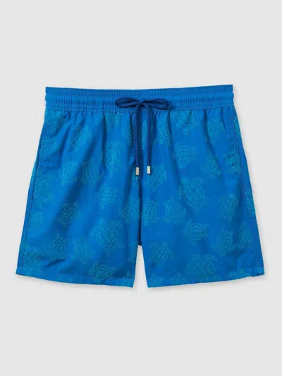 Vilebrequin Bleu Marine Shell Print Swim Shorts In Blue