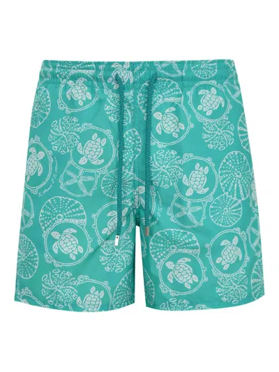 Vilebrequin Moorea Swimsuit With Turtle Print In Green