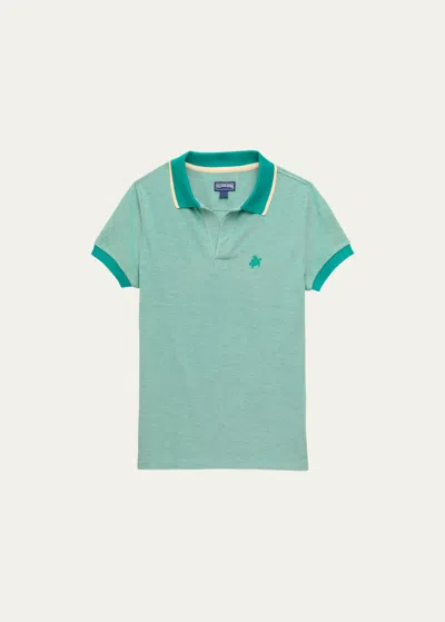 Vilebrequin Kids' Boy's Cotton Pique Polo Shirt In Green