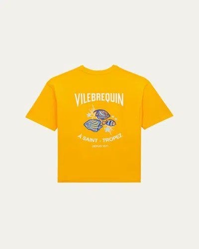 Vilebrequin Kids' Boy's Logo-print Fish Graphic T-shirt In Mangue Mgo