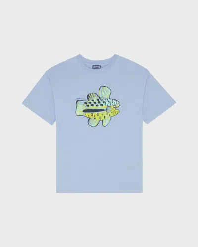 Vilebrequin Kids' Boys Organic Cotton Oversize T-shirt Fish In Blue