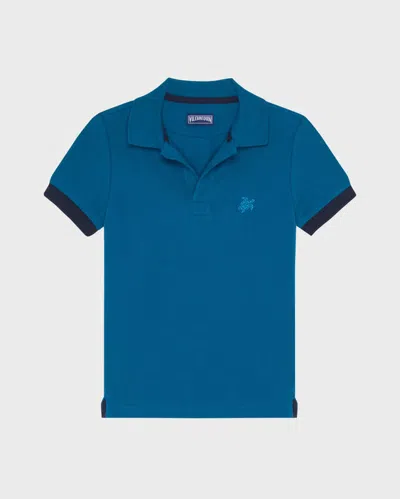 Vilebrequin Kids' Boys Organic Cotton Polo Solid In Blue