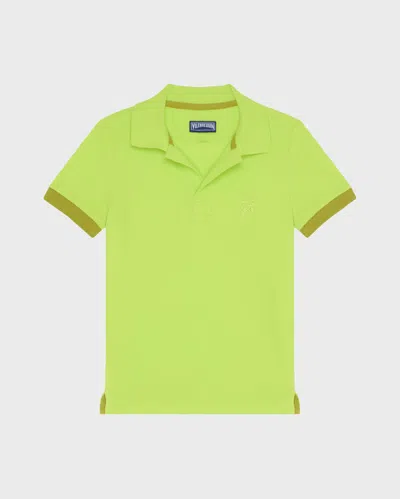 Vilebrequin Kids' Boys Organic Cotton Polo Solid In Green