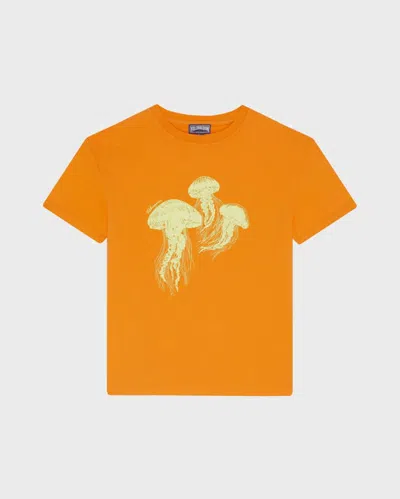 Vilebrequin Kids' Boys Organic Cotton T-shirt Medusa In Orange