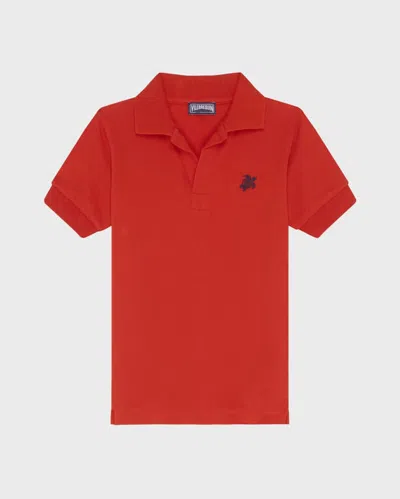 Vilebrequin Kids' Embroidered Pique Polo Shirt In Red