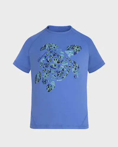 Vilebrequin Kids' Kurzärmeliger Tigresa Turtle Rashguard Für Jungen In Blau