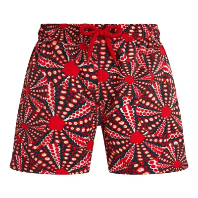 Vilebrequin Boys Stretch Swim Short Outsinades In Red