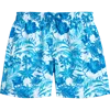 Vilebrequin Boys Stretch Swim Short Tahiti Flower In Blue