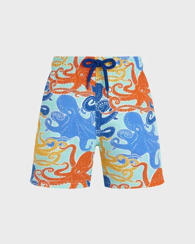 Vilebrequin Kids' Octopussy Stretch-badeshorts Für Jungen In Grün