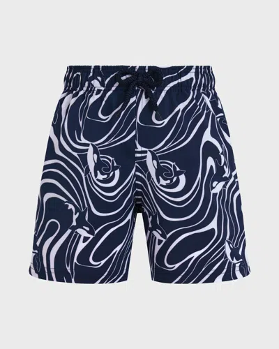 Vilebrequin Boys Stretch Swim Shorts Orcas In Blue