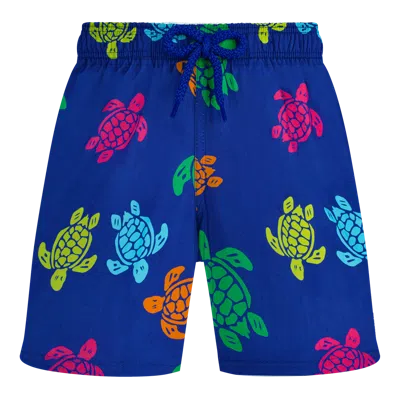 Vilebrequin Boys Stretch Swim Shorts Tortue Multicolores In Blue