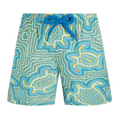 Vilebrequin Boys Swim Short Ultra-light And Packable Tortues Hyphotiques In Brown