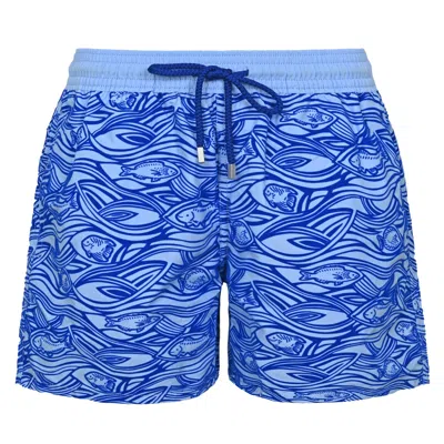 Vilebrequin Boys Swim Shorts Flocked Aquarium In Blue