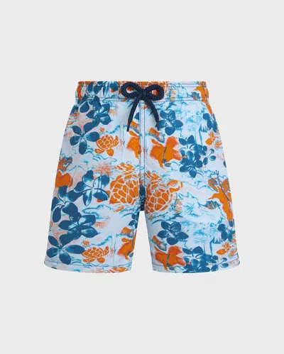 Vilebrequin Kids' Boys Swim Trunks Jungle Turtles In Blue