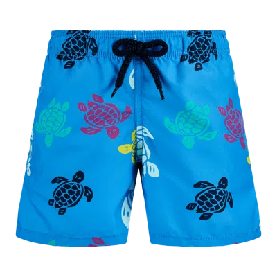 Vilebrequin Boys Swim Shorts Ronde Des Tortues Multicolore In Blue